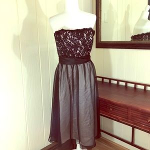 After Six Strapless Black Lace Cocktail Dress